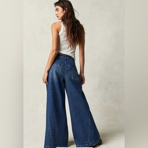 NWT We The Free Equinox Denim Trousers in Lake Life - Picture 4 of 4